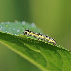 Close-up caterpillar on leaf