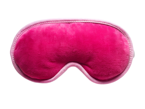 Soft pink plush sleep eye mask isolated on transparent background