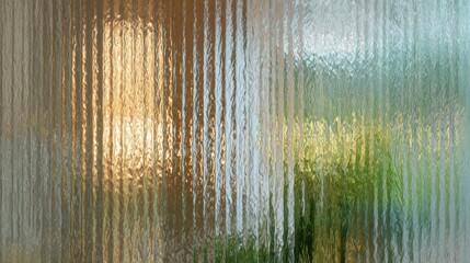 Obraz premium Corrugated glass texture, Patterned glass texture background. Light reflection displacement texture with fluted color light effect. Reflected, modern home decor interior. 