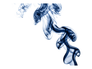 Abstract blue smoke on transparent background