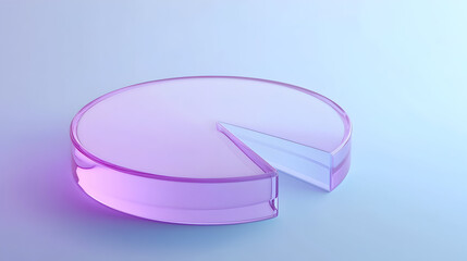 Fototapeta premium Crystal clear violet pie chart with one segment for data visualization
