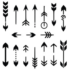 Arrows Array: A meticulously designed set of minimalist arrows, perfect for infographics, presenting direction, flow, or visual guidance, are arranged against a backdrop.
