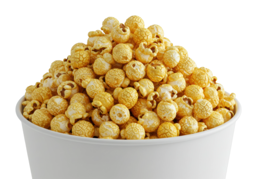 Enjoying popcorn at a movie night cozy home theater snack food relaxing atmosphere fun experience. Cut out PNG - Powered by Adobe