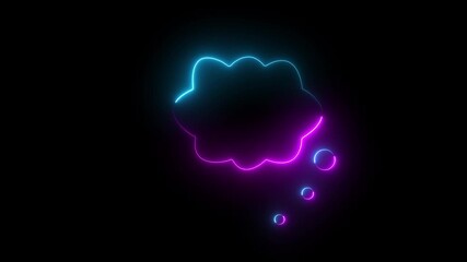 glowing neon simple cartoon thought bubble with three smaller bubbles below, symbolizing ideas and imagination. Creative thought balloon in cloud neon light style, perfect for comics, dialogue design - Powered by Adobe