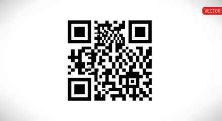 A close up of a qr code with black and white squares on a white background vector in the corner ai generated