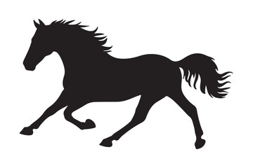Graceful galloping horse silhouette dynamic running equine animal design with flowing mane and tail