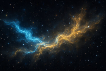 Obraz premium Blue and Gold Nebula Clouds in Deep Outer Space