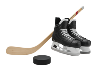 Hockey action equipment ice rink sports gear indoor winter sports essentials. Cut out PNG