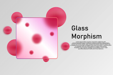 Abstract 3D background with pink spheres and glass morphism. Eps 10