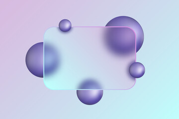 Abstract Purple Glass Morphism Design with Spheres. Eps 10