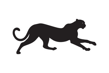 Powerful black silhouette of a cheetah in full stride representing speed and grace