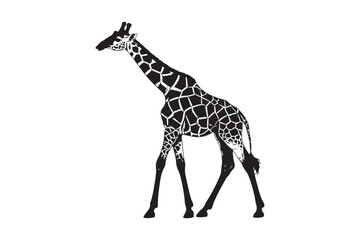 Naklejka premium Striking silhouette of a giraffe with distinctive spot pattern side view