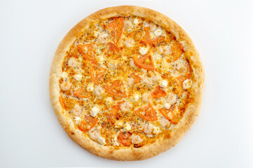 pizza, food, cheese, isolated, italian, mozzarella, tomato, meal, dinner, baked, snack, crust, salami, white, pepperoni, lunch, tasty, pepper, fast, dough, ham, sausage, meat, slice, sauce
