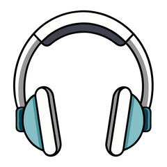 Light blue headphones vector illustration, music, podcast, and audio symbol, sound, technology, and communication concept.

