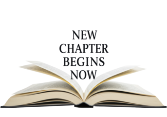 New chapter begins now inspirational message in a minimalist setting conceptual. Cut out PNG