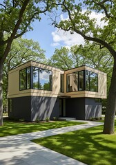 Modern house with large windows