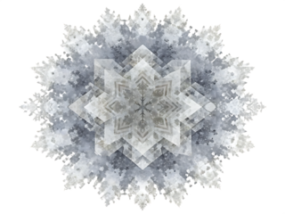 Intricate Geometric Snowflake Pattern with Radial Symmetry fractal isolated on a transparent background