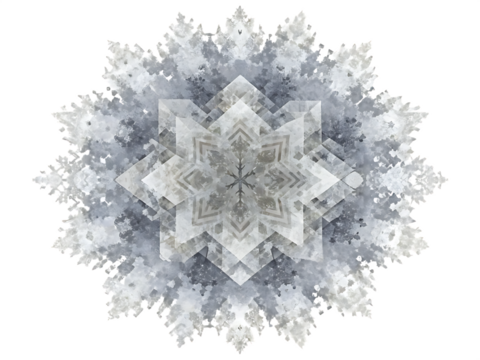 Intricate Geometric Snowflake Pattern with Radial Symmetry fractal isolated on a transparent background