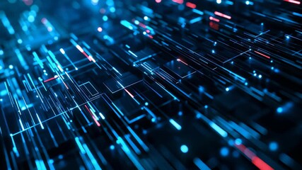 Complex network of digital information transferring at high speed through fiber optic cables - Powered by Adobe