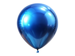 Shiny Blue Balloon Floating Isolated on Background metallic reflective isolated on a transparent background