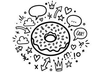 Pink frosted donut on a light pastel background, vector illustration 