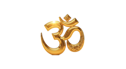 Isolated golden om symbol on a black background with intricate details and smooth surface finish design