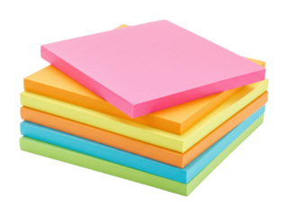 Creative note-taking techniques office space of colorful sticky notes clean environment productivity boost. Cut out PNG