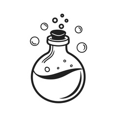 Charming line art potion bottle with effervescent bubbles for creative projects