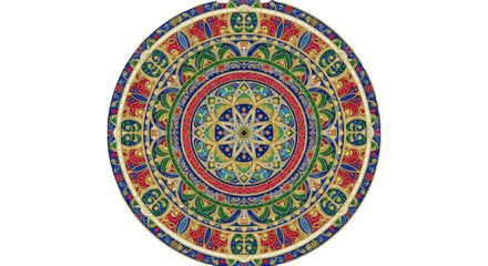 Fototapeta premium Colorful mandala design with intricate patterns and symmetrical shapes on a black background digitally made