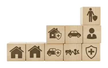 Insurance and health protection icons home and office digital content minimalist environment high angle security concept. Cut out PNG