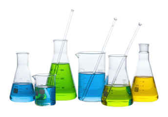 Chemical experiment demonstration laboratory scientific images controlled environment educational concept. Cut out PNG