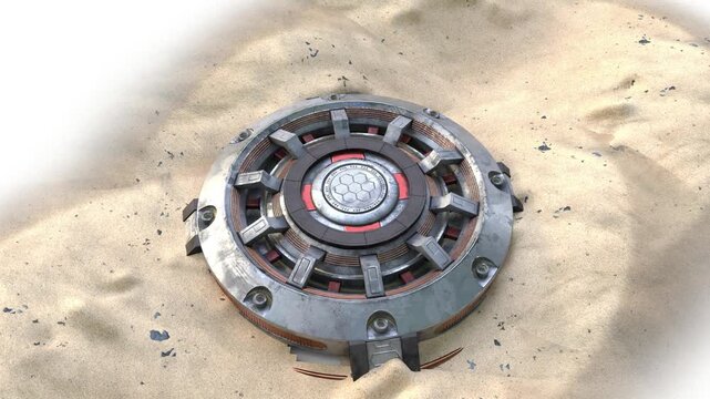 explosive landmine in soil