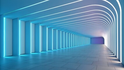 Obraz premium Futuristic Neon Tunnel with Architectural Lighting