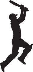 Obraz premium Silhouette of a Cricket Player Swinging a Bat in Action