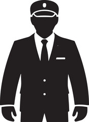Silhouette of a Man in a Suit and Cap, Representing a Professional or Service Worker