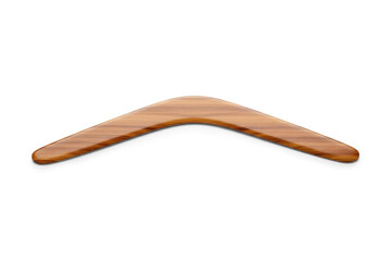 3d Rendering of Wooden Boomerang Isolated on White Background