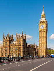 Obraz premium Big Ben with Houses of Parliament and Westminster bridge, London, UK