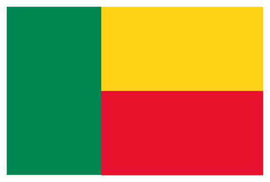 Transparent PNG file of a vector graphic of the Benin national flag. Comprised of red, green and yellow blocks