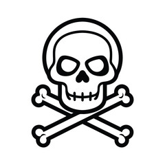 Classic skull and crossbones line art vector design for pirate or nautical themes