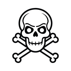 Classic skull and crossbones line art clipart for pirate or nautical themes