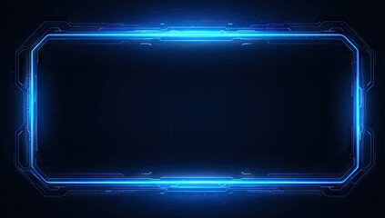 Empty glowing blue tech frame
