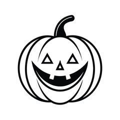 Smiling jack o lantern pumpkin line art illustration for halloween celebrations