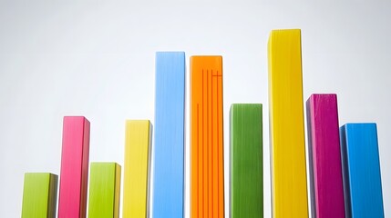 Colorful Wooden Block Bar Graph Chart Business Growth Success