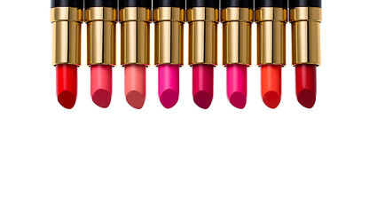 Lipstick Shades Arranged In A Row On White