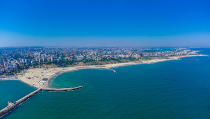 Aerial view of Constanta city beach - Romania. It is a city on the Black Sea coast