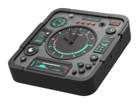 Control panel operation aviation industry digital interface modern technology user interaction. Cut out PNG