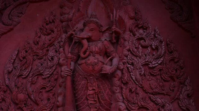 The Red Wat Sila Ngu Temple in Koh Samui, Thailand. Stunning sculptures with a Buddhist pantheon