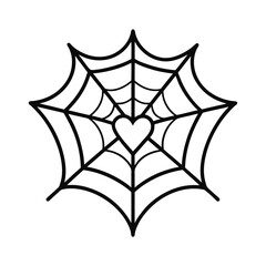 Intricate spider web heart shape line art with vibrant color options