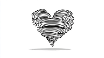 Continuous line art of a heart in abstract modern design