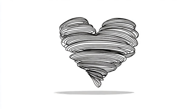 Continuous line art of a heart in abstract modern design